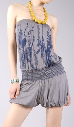 HIDALGO Feather Bubble Short Jumpsuit