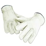 Pack of 12 Cow Grain Soft White Leather Gloves Large