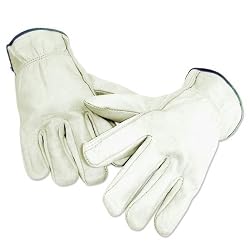 Pack of 12 Cow Grain Soft White Leather Gloves Large