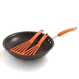 Rachael Ray 3 Piece 12.5 Inch Open Skillet - Turner Set Hard Anodized (Orange)