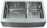 Kraus KHF203-33 33-Inch Farmhouse Apron 70/30 Double Bowl 16 gauge Kitchen Sink, Stainless Steel