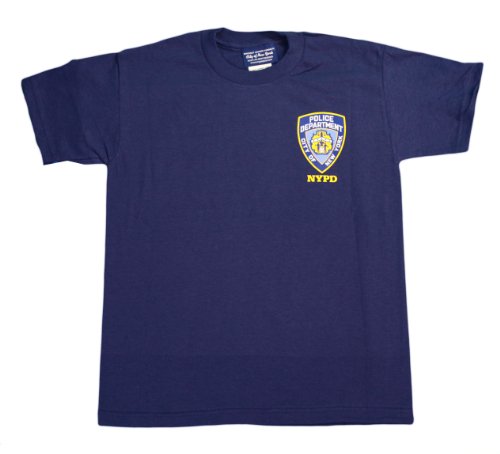 NYPD Kids Short Sleeve Screen Print Police Back T-shirt Navy Yellow