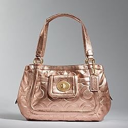 Coach Limited Edition Cricket Embossed Metallic Satchel Bag Tote 13607 Rose Gold