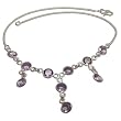Silver Fashion Necklace Amethyst Gemstone Jewelry 14 inches