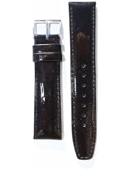 18mm Black Quick-Release Patent Leather Lizard Grain Watchband for Michele Style