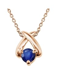 0.36 Ct Round Blue SI1/SI2 Sapphire 18K Rose Gold Pendant