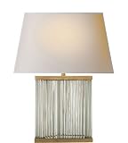 Studio: J. Randall Powers Williams Table Lamp in Clear Glass and Antique Gold Leaf Accents with Natural Paper Shade by Visual Comfort SP3010CG-NP