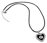 NFL Green Bay Packers Reversible Crystal Heart Pendant with Silk Cord