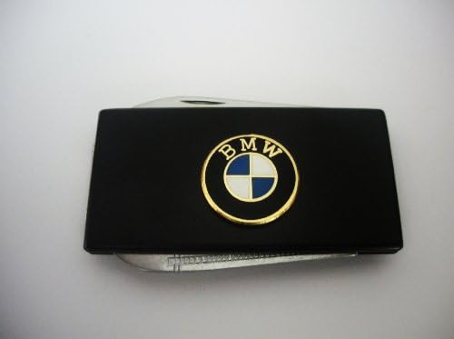 BMW Black Stainless Steel Money Clip with Knife & Nailfile in Body of Clip