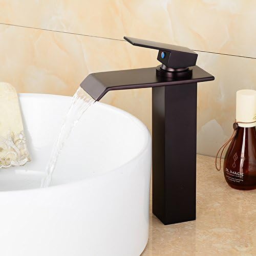 Yannlii Oil Rubbed Bronze Waterfall Bathroom Sink Faucet ORB Vessel Faucet Centerset Widespread Modern ORB Single Handle Single Hole Faucets Sprayer Lavatory Faucets Unique Designer Plumbing Fixtures Tub Shower Mixer Taps Supply Lines