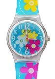 TimerMall OEM - Montre Enfants - Quartz - Caoutchouc - Visage rond Fleur Bleue bo?tier en r??sine de caoutchouc