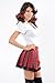 Honeystore Women's School Uniform Costume, 3-Piece Set, White And Red, M(Bust: 35.4-39.4in)