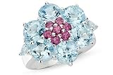 6 3/4 Carat Blue Topaz and Rhodolite Sterling Silver Ring