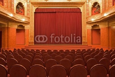 Wallmonkeys Peel and Stick Wall Decals - Cinema Stage with Red Velvet Curtains - 48