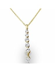 14KT Yellow Gold Brilliant Graduated Diamond Pendant Featuring Five Round Brilliant Diamonds. 1 CTW
