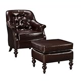 IMAGE OF 2pc Accent Club Chair with Ottoman Set in Brown Leatherette