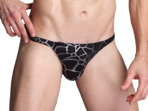 Men's Briefs, Leopard Pattern, Ice Silk / Spandex, Silvery, Small