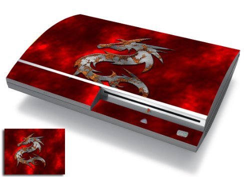 Bundle Monster Vinyl Skins For Sony Playstation PS3 Game Console - Cover Faceplate Protector Sticker Art Decal Accessory - Red Dragon