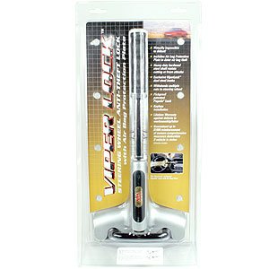Viper Steering Wheel Lock- Silver -Steering Wheel Anti-Theft Lock with Air Bag Protection Plate