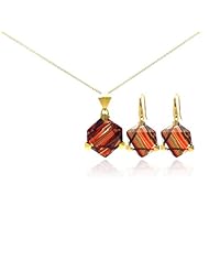 Nickel Free Sterling Silver Pendant & Earring Sets Champagne Hanging CZ Set