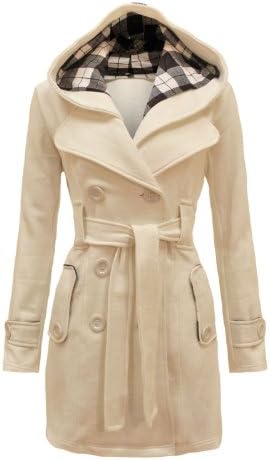 Envy Boutique Women's Military Button Hooded Fleece Belted Jacket