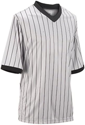 Smitty Grey with Black Pin Stripe V-Neck Basketball Referee Shirt (2XL)