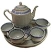 Chinese Blue and White Rice Pattern Tea Set for 4 - porcelain