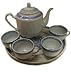 Chinese Blue and White Rice Pattern Tea Set for 4 - porcelain
