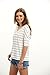 Romwe Women's Half Sleeve V-Neck Striped T-Shirt Tops (M, White)