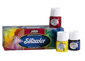 Pebeo Setacolor Transparent Fabric Paint Set, Cardboard Box of 10 Assorted 45-Milliliter Jars