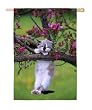 Hanging Cat Silk Reflections Garden Size Flag
