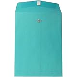JAM Paper&reg; Open End Catalog Clasp Paper Envelope - 9 x 12 in - Sea Blue - 10 envelopes per pack