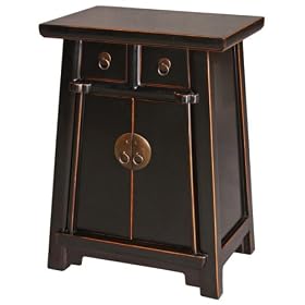 Antique-Style Asian End Table - Black