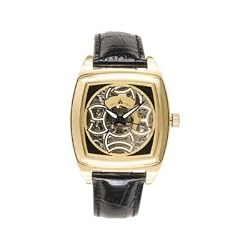 Tremont 3 Hand Automatic Skeleton Watch with Black MOP Dial and Leather Strap. Model: 843332003215