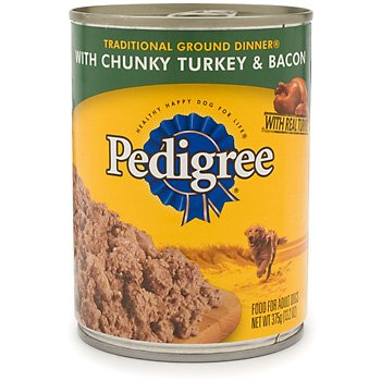 Pedigree Traditional Ground Dinner with Chunky Turkey and Bacon Canned Dog Food
