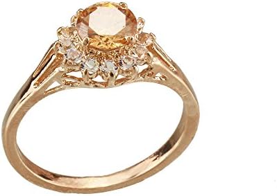 FM42 Sparkling Round Cut Champagne Crystal Cluster Ring R125 Size 7