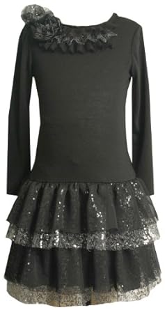 Bonnie Jean Girls 7-16 Knit Bodice To Tiered Sequin Mesh Skirt