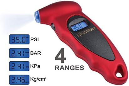 Goldiger Non-slip Digital Tire Pressure Gauge Red 100 PSI for Cars, Trucks, Motorcycles and Bicycles