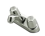 Kingston Brass KF103A Americana 4-Inch Cast Brass Centerset Lavatory Faucet Twin Metal Handle Less Pop-Up, Polished Chrome