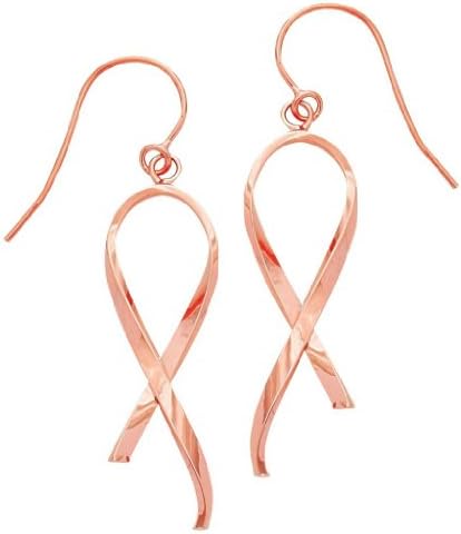 Breast Cancer Awareness Pink Ribbon, 14k Rose Gold Hoop Earrings, Greg Anthony