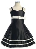 Classy New Nautical Style Satin Dress ~ sz 4 to 14 Girls ~ Black or Off White