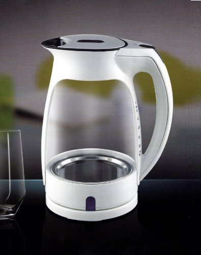 OVENTE KG82W - Cord-Free White Glass Electric Kettle 1.7L