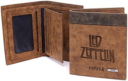 AYHENG Led Zeppelin Band Logo Wallets Embossed Leather Bifold Wallet