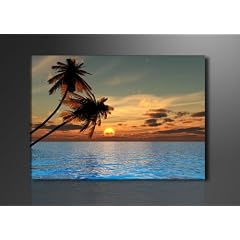 Bild auf Leinwand Palmen 80 x 60 cm Modell-Nr. XXL 4144 Bilder fertig gerahmt�auf echtem Holzrahmen riesig. Ausf�hrung Kunstdruck als Wandbild auf Rahmen. G�nstiger als �lbild Gem�lde Poster Plakat mit Bilderrahmen.