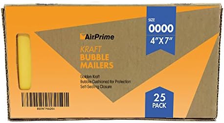 Size #0000 4 x 7 SMALL ~ 25 Kraft Bubble Cushion Self-Seal Padded Envelope Mailers ~ AirPrime