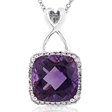 One of a Kind 18k White Gold Amethyst and Diamond Pendant (H/VS-SI)
