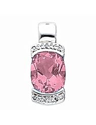 14K White Gold Oval Cut Pink Tourmaline Pendant -- LIFETIME WARRANTY