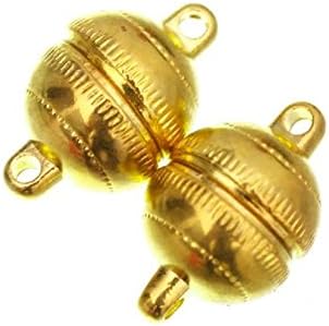 ILOVEDIY 10 Sets Round Strong Magnetic Clasps Gold Plated 10mm for Bracelets Jewelry