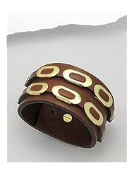 Saddle Brown Leather Bracelet In White Base