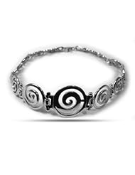 Sterling Silver Rhodium Plated Greek Spiral Key Bracelet - Width 16 mm - Length 7.5 In